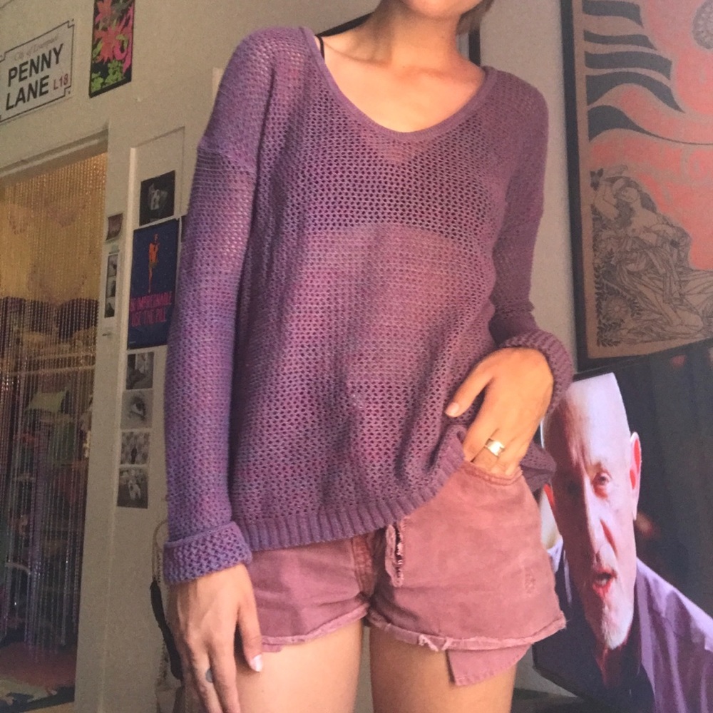 Purple crochet sweater